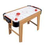 Masa Air Hockey Graffiti cu Picioare Lungi, Embo, Lemn, 2 Pucuri, Tabela Scor, 2 Impingatoare, 76x38x61 cm, Maro