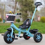 Tricicleta pentru Copii, Embo, Tricicleta Model Mickey, Ghidon cu Cos pentru Depozitare, Maner Impingere, Varsta 1-5 Ani, 80 x 60 x 53 cm, Albastru - imagine 2