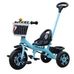 Tricicleta pentru Copii, Embo, Tricicleta Model Mickey, Ghidon cu Cos pentru Depozitare, Maner Impingere, Varsta 1-5 Ani, 80 x 60 x 53 cm, Albastru