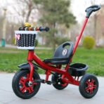 Tricicleta pentru Copii, Embo, Tricicleta Model Mickey, Ghidon cu Cos pentru Depozitare, Maner Impingere, Varsta 1-5 Ani, 80 x 60 x 53 cm, Rosu - imagine 2