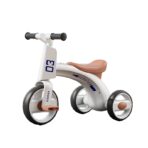 Tricicleta pentru Copii, Embo, Exercitiu de Echilibru, pentru 1-6 Ani, Functie de Lumini si Sunete, cu Pedale, din Plastic, Roti Gonflabile, Greutate Portanta 60 kg, 57 x 36 x 47 cm, Alb