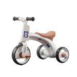 Tricicleta pentru Copii, Embo, Exercitiu de Echilibru, pentru 1-6 Ani, Functie de Lumini si Sunete, cu Pedale, din Plastic, Roti Gonflabile, Greutate Portanta 60 kg, 57 x 36 x 47 cm, Alb