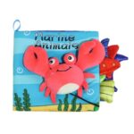Carte Senzoriala, Embo, pentru Bebelusi, 15x16x4 cm, cu Animalute, 3D, Cu Sunete si Fosnete, 0-3 Ani, Model Crab, Multicolor