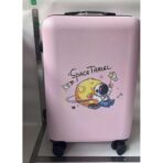 Troler de Calatorie, Embo, 56 x 35 x 22 cm, 4 Roti, Maner Reglabil, din ABS, cu Fermoar, Blocare cu Cod, Impermeabil, Model Astronaut, Roz - imagine 2