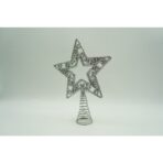 Varf decorativ de brad, Argintiu, in forma de Stea, decupata in centru, din Plastic/Metal, 14 cm x 19 cm, Interior/Exterior, Embo - imagine 3