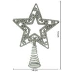 Varf decorativ de brad, Argintiu, in forma de Stea, decupata in centru, din Plastic/Metal, 14 cm x 19 cm, Interior/Exterior, Embo - imagine 6