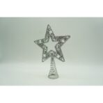 Varf decorativ de brad, Argintiu, in forma de Stea, decupata in centru, din Plastic/Metal, 14 cm x 19 cm, Interior/Exterior, Embo - imagine 8