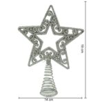 Varf decorativ de brad, Argintiu, in forma de Stea, decupata in centru, din Plastic/Metal, 14 cm x 19 cm, Interior/Exterior, Embo - imagine 11