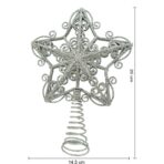 Varf decorativ de brad, Argintiu, in forma de Stea, design forjat, din Plastic/Metal, 14.5 cm x 20 cm, Interior/Exterior, Embo - imagine 5