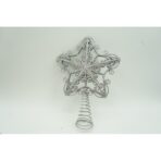 Varf decorativ de brad, Argintiu, in forma de Stea, design forjat, din Plastic/Metal, 14.5 cm x 20 cm, Interior/Exterior, Embo - imagine 6