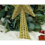 Varf decorativ de brad, Auriu, in forma de Stea, cu model decupat, din Plastic/Metal, 18 cm x 26 cm, Interior/Exterior, Embo - imagine 9