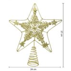 Varf decorativ de brad, Auriu, in forma de Stea, design de braduti, din Plastic/Metal, 24 cm x 27 cm, Interior/Exterior, Embo - imagine 4