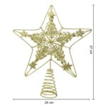 Varf decorativ de brad, Auriu, in forma de Stea, design de braduti, din Plastic/Metal, 24 cm x 27 cm, Interior/Exterior, Embo - imagine 7