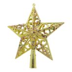 Varf decorativ de brad, Auriu/ Roz, in forma de Stea, design spiralat, din Plastic, 19 cm x 21 cm, Interior/Exterior, Embo