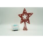 Varf decorativ de brad, Rosu, in forma de Stea, decupata in centru, din Plastic/Metal, 14 cm x 19 cm, Interior/Exterior, Embo - imagine 3