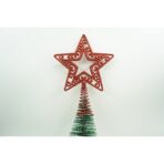 Varf decorativ de brad, Rosu, in forma de Stea, decupata in centru, din Plastic/Metal, 14 cm x 19 cm, Interior/Exterior, Embo - imagine 7