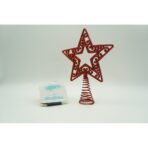 Varf decorativ de brad, Rosu, in forma de Stea, decupata in centru, din Plastic/Metal, 14 cm x 19 cm, Interior/Exterior, Embo - imagine 8