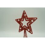 Varf decorativ de brad, Rosu, in forma de Stea, decupata in centru, din Plastic/Metal, 14 cm x 19 cm, Interior/Exterior, Embo - imagine 9