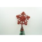 Varf decorativ de brad, Rosu, in forma de Stea, design forjat, din Plastic/Metal, 14.5 cm x 20 cm, Interior/Exterior, Embo - imagine 2