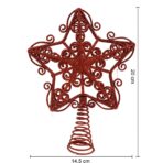 Varf decorativ de brad, Rosu, in forma de Stea, design forjat, din Plastic/Metal, 14.5 cm x 20 cm, Interior/Exterior, Embo - imagine 4