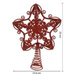 Varf decorativ de brad, Rosu, in forma de Stea, design forjat, din Plastic/Metal, 14.5 cm x 20 cm, Interior/Exterior, Embo - imagine 7