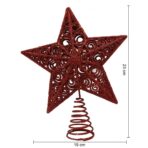 Varf decorativ de brad, Rosu, in forma de Stea, design spiralat, din Plastic/Metal, 19 cm x 23 cm, Interior/Exterior, Embo - imagine 6
