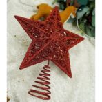 Varf decorativ de brad, Rosu, in forma de Stea, design spiralat, din Plastic/Metal, 19 cm x 23 cm, Interior/Exterior, Embo - imagine 9