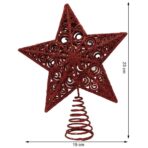 Varf decorativ de brad, Rosu, in forma de Stea, design spiralat, din Plastic/Metal, 19 cm x 23 cm, Interior/Exterior, Embo - imagine 11