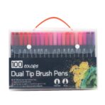 Set 100 Carioci, Embo, pe Baza de Apa, 2 Tipuri de Varf, 1-2 mm, 0.4 mm, Corp Carioca Negru, din Plastic, Multicolor