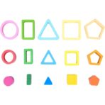 Jucarie Montessori din Lemn, Embo, Tip Puzzle, cu 5 Forme Asimetrice, 15 Piese, Educativa, Interactiva, Creativa, Model Forme Geometrice, Materiale Non Toxice, +2 Ani, 29x6.5 cm, Multicolor - imagine 8