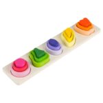 Jucarie Montessori din Lemn, Embo, Tip Puzzle, cu 5 Forme Asimetrice, 15 Piese, Model Fructe, Educativa, Interactiva, Creativa, Materiale Non Toxice, +2 Ani, 29x6.5 cm, Multicolor