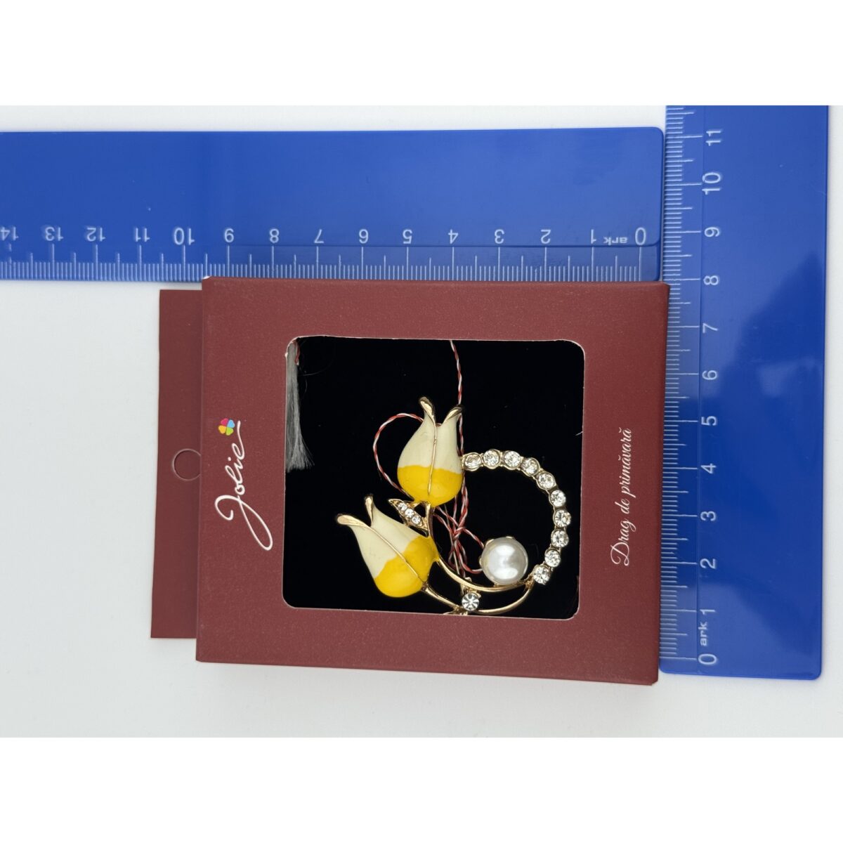 Brosa Vintage, Jolie, Material Metal, Ambalaj Carton, Dimensiune Brosa Aproximativ 4-6 cm, Model Flori Galbene - imagine 2