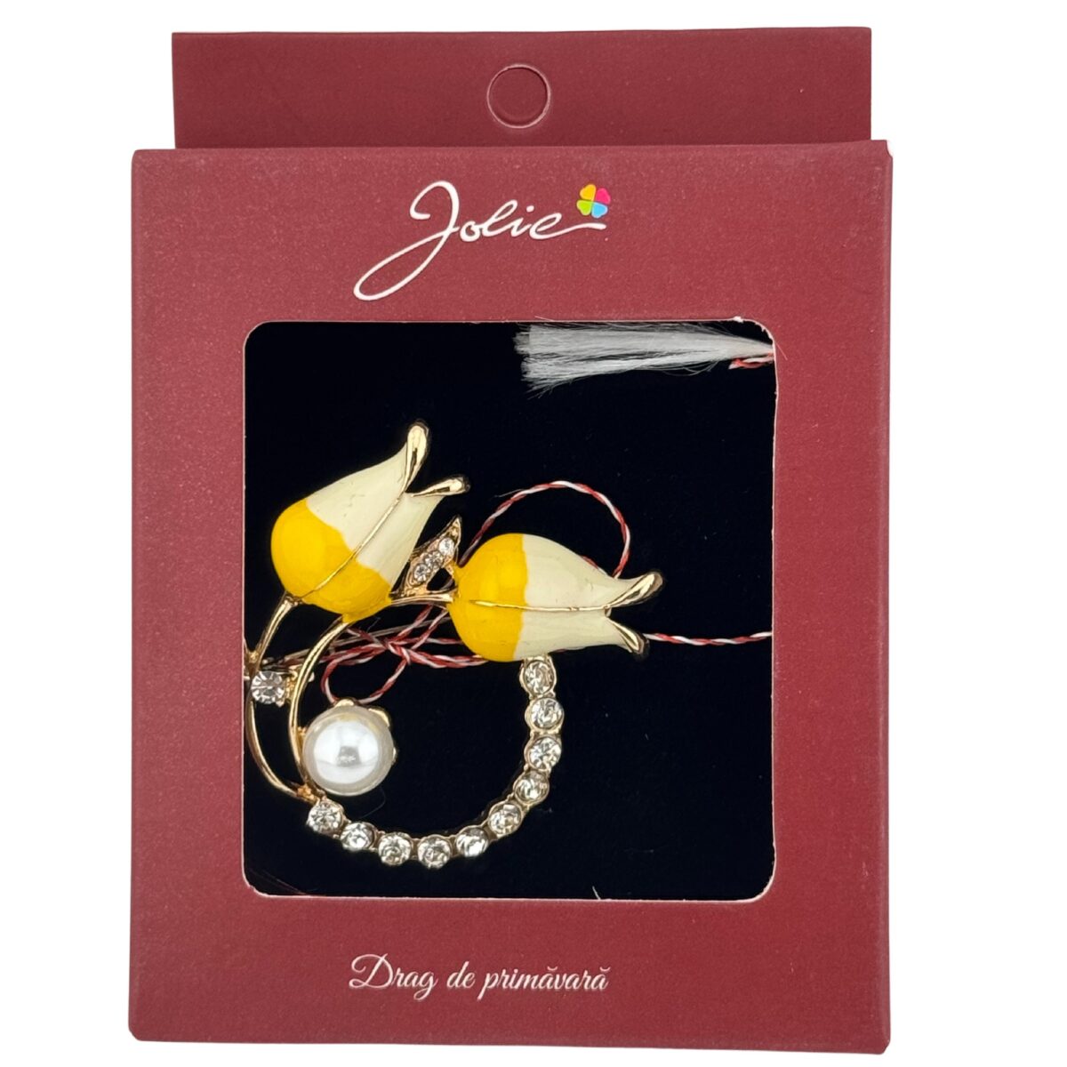 Brosa Vintage, Jolie, Material Metal, Ambalaj Carton, Dimensiune Brosa Aproximativ 4-6 cm, Model Flori Galbene - imagine 3