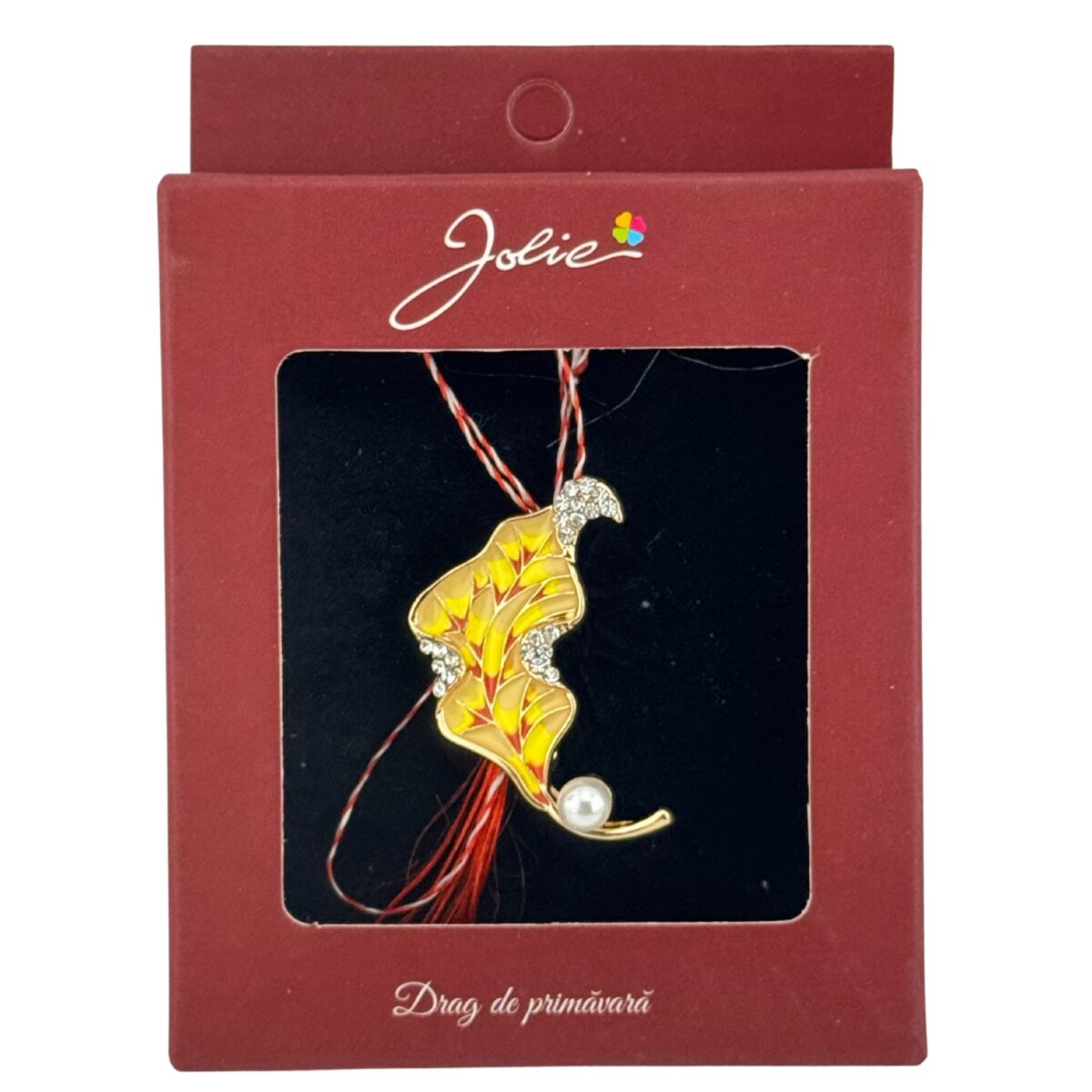 Brosa Vintage, Jolie, Material Metal, Ambalaj Carton, Dimensiune Brosa Aproximativ 4-6 cm, Model Frunza Galbena - imagine 3