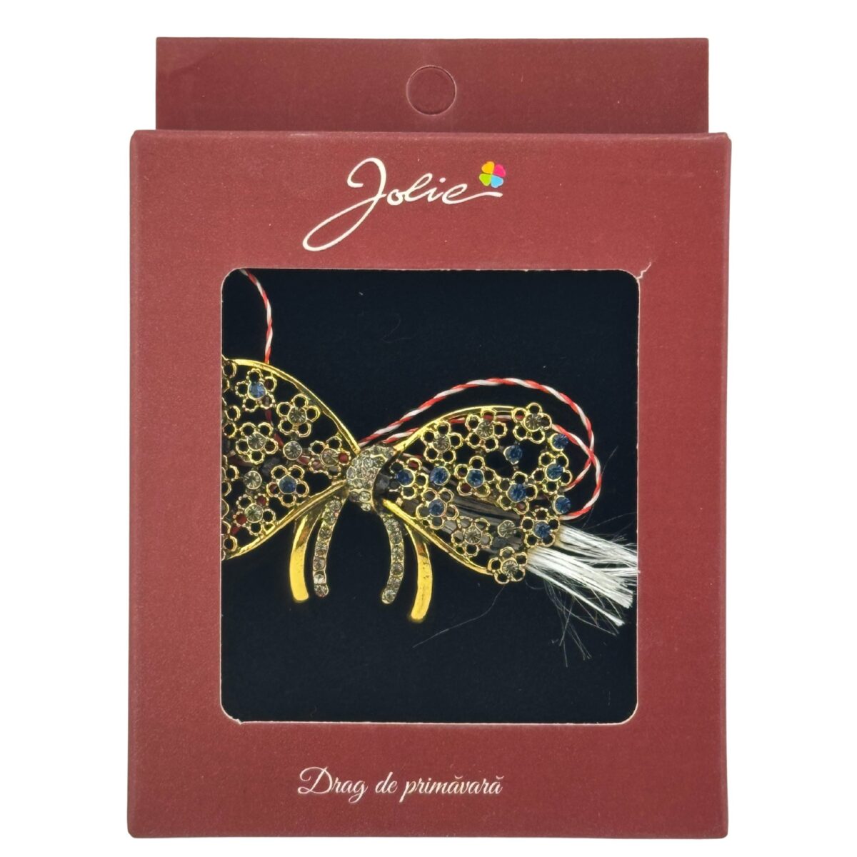 Brosa Vintage, Jolie, Material Metal, Ambalaj Carton, Dimensiune Brosa Aproximativ 4-6 cm, Model Fundita cu Flori, Multicolor - imagine 3