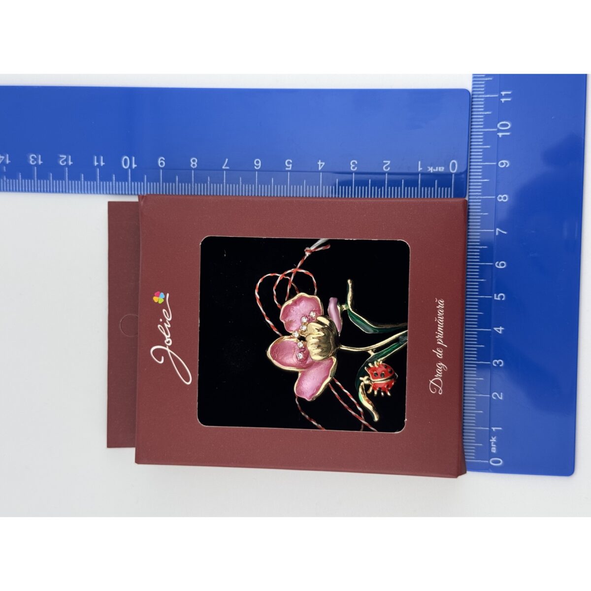 Brosa Vintage, Jolie, Material Metal, Ambalaj Carton, Dimensiune Brosa Aproximativ 4-6 cm, Model Lalea Roz - imagine 2