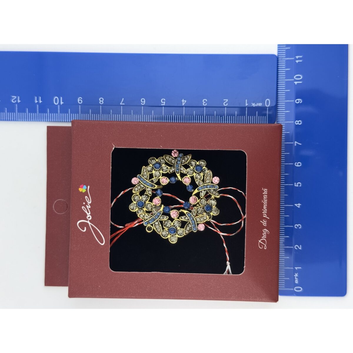 Brosa Vintage, Jolie, Material Metal, Ambalaj Carton, Dimensiune Brosa Aproximativ 4-6 cm, Model Coronita cu Libelule, Multicolor - imagine 2