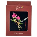 Brosa Vintage, Jolie, Material Metal, Ambalaj Carton, Dimensiune Brosa Aproximativ 4-6 cm, Model Trandafiri, Roz - imagine 3