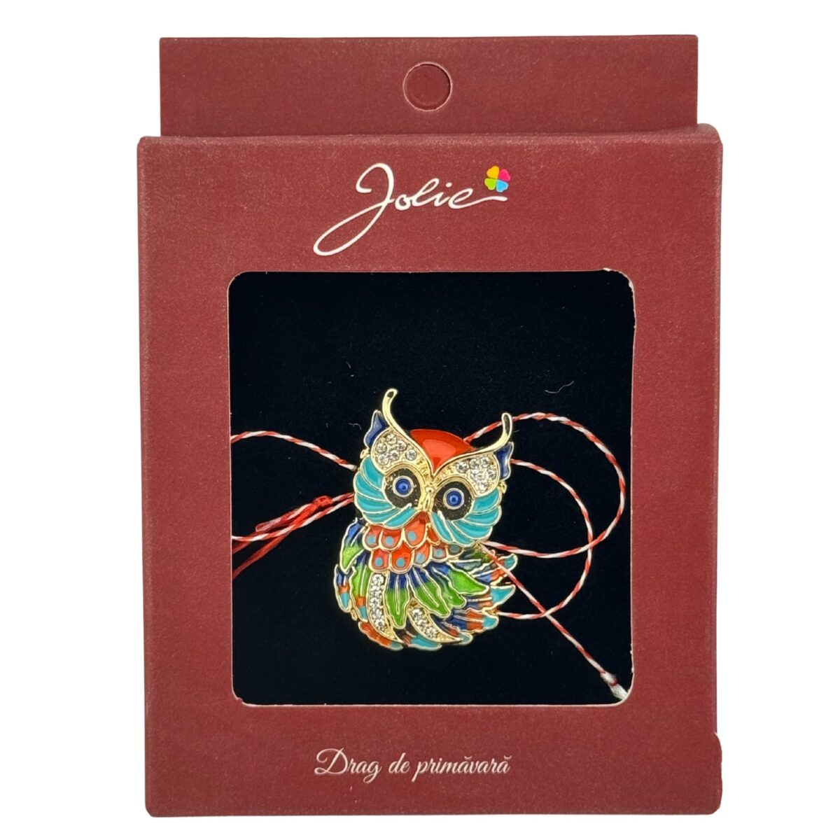 Brosa Vintage, Jolie, Material Metal, Ambalaj Carton, Dimensiune Brosa Aproximativ 4-6 cm, Model Bufnita, Multicolora - imagine 3