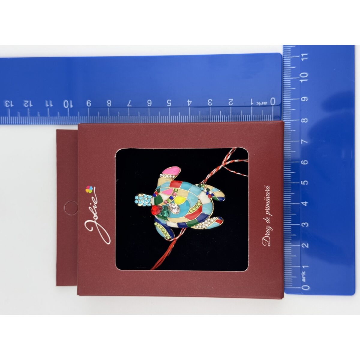 Brosa Vintage, Jolie, Material Metal, Ambalaj Carton, Dimensiune Brosa Aproximativ 4-6 cm, Model Broasca Testoasa, Multicolora - imagine 2