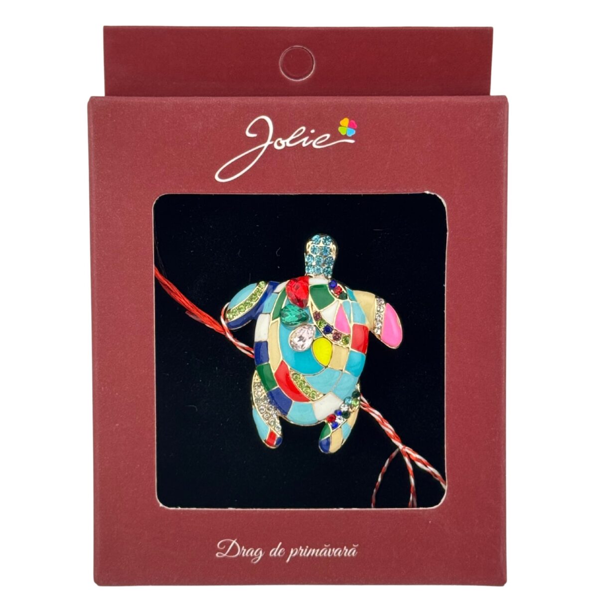 Brosa Vintage, Jolie, Material Metal, Ambalaj Carton, Dimensiune Brosa Aproximativ 4-6 cm, Model Broasca Testoasa, Multicolora - imagine 3