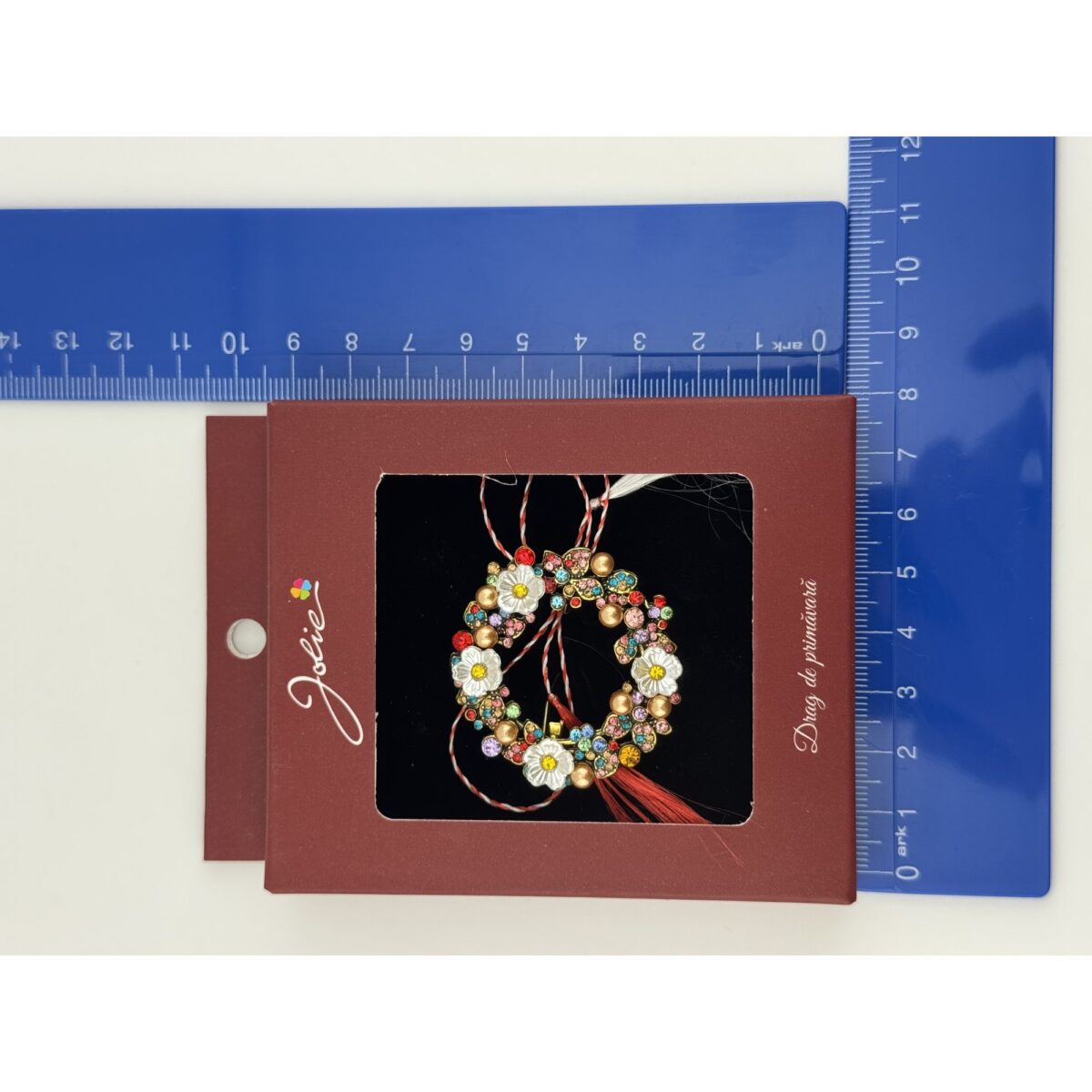 Brosa Vintage, Jolie, Material Metal, Ambalaj Carton, Dimensiune Brosa Aproximativ 4-6 cm, Model Coronita de Flori, Multicolor - imagine 2