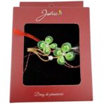 Brosa Vintage, Jolie, Material Metal, Ambalaj Carton, Dimensiune Brosa Aproximativ 4-6 cm, Model Trifoi cu Patru Foi, Verde