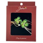 Brosa Vintage, Jolie, Material Metal, Ambalaj Carton, Dimensiune Brosa Aproximativ 4-6 cm, Model Trifoi cu Patru Foi, Verde - imagine 3