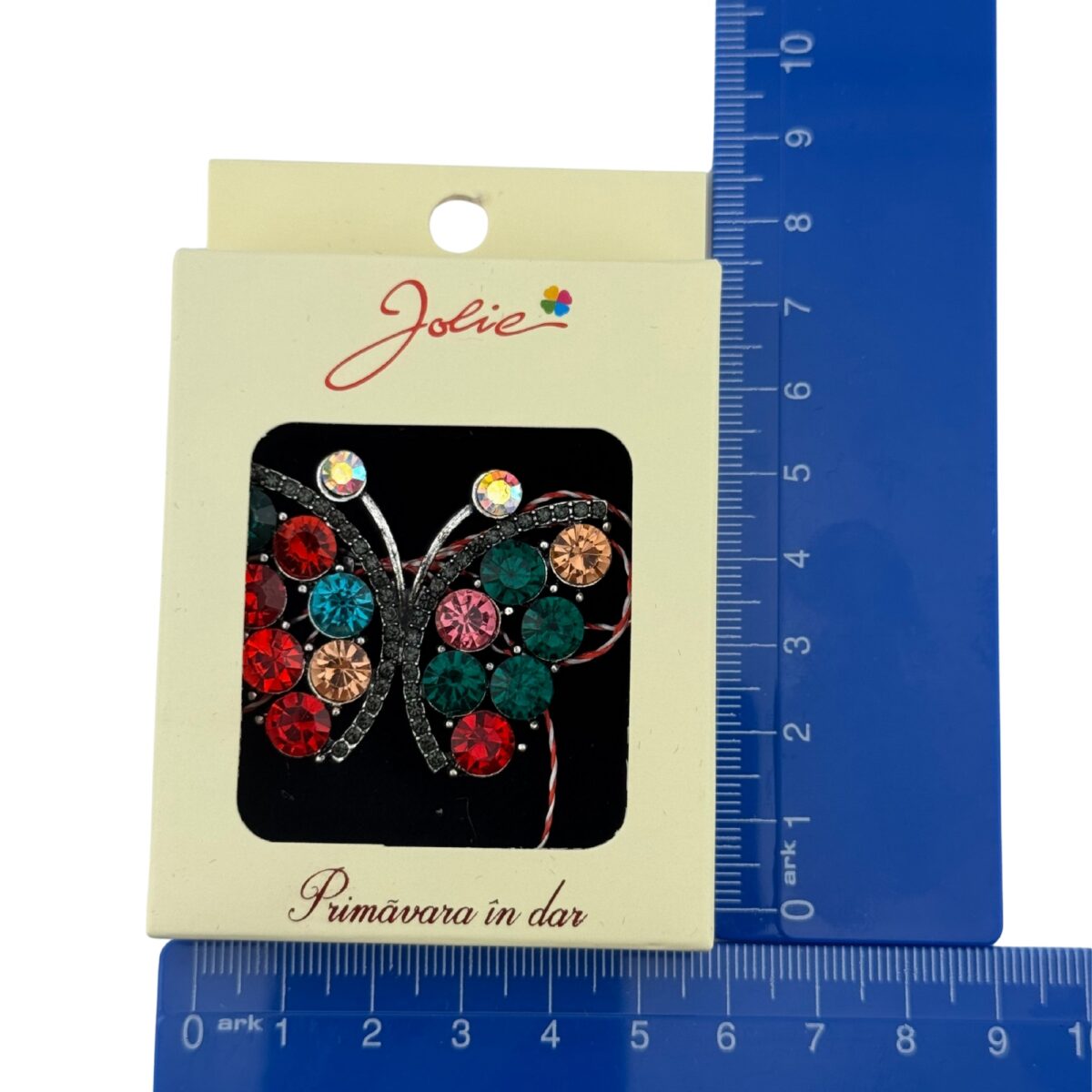 Martisor Brosa Medie, Jolie, Multicolora, Dimensiune Brosa 5 cm, Material Metal, Model Fluturas - imagine 4