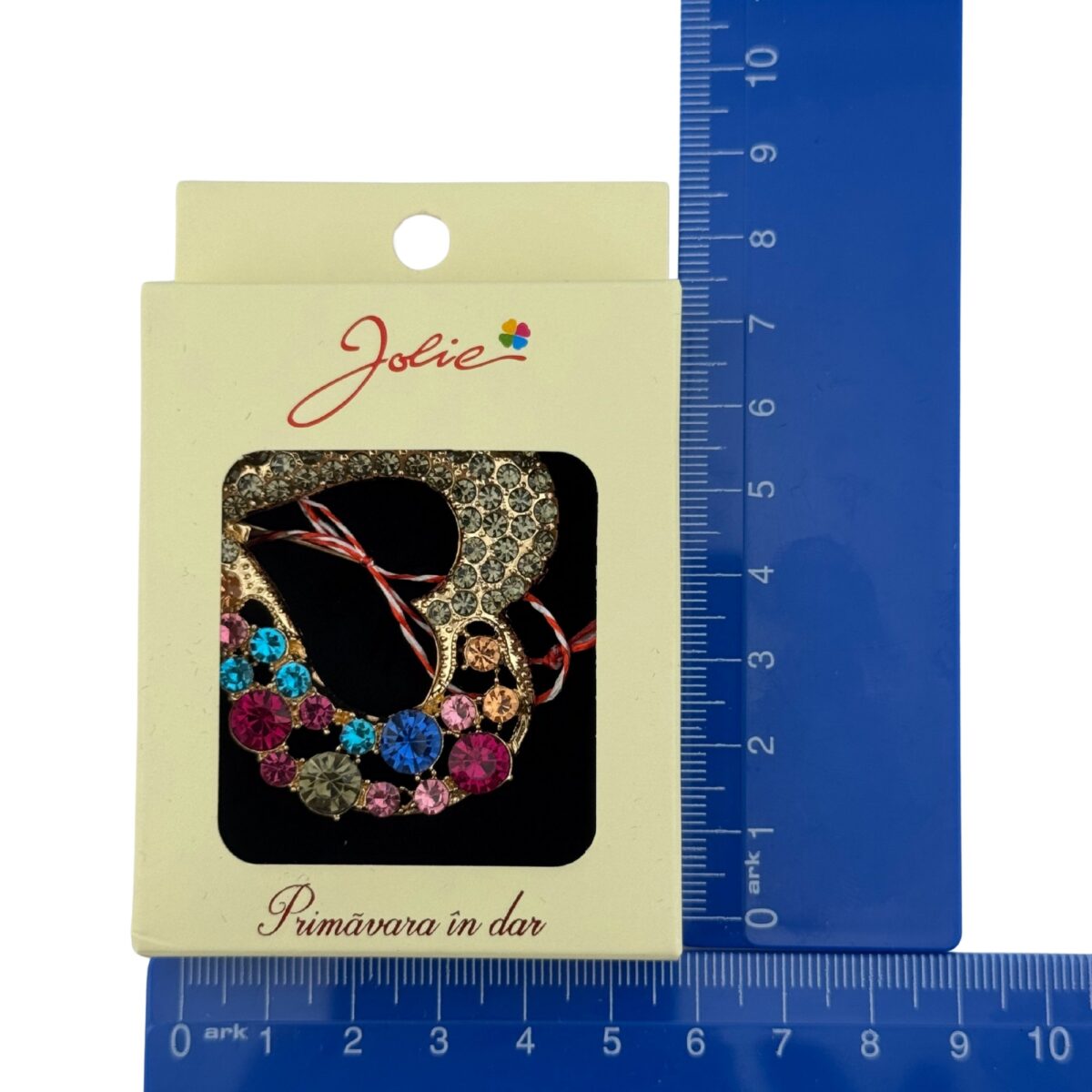 Martisor Brosa Medie, Jolie, Multicolora, Dimensiune Brosa 5 cm, Material Metal, Model Inima - imagine 4
