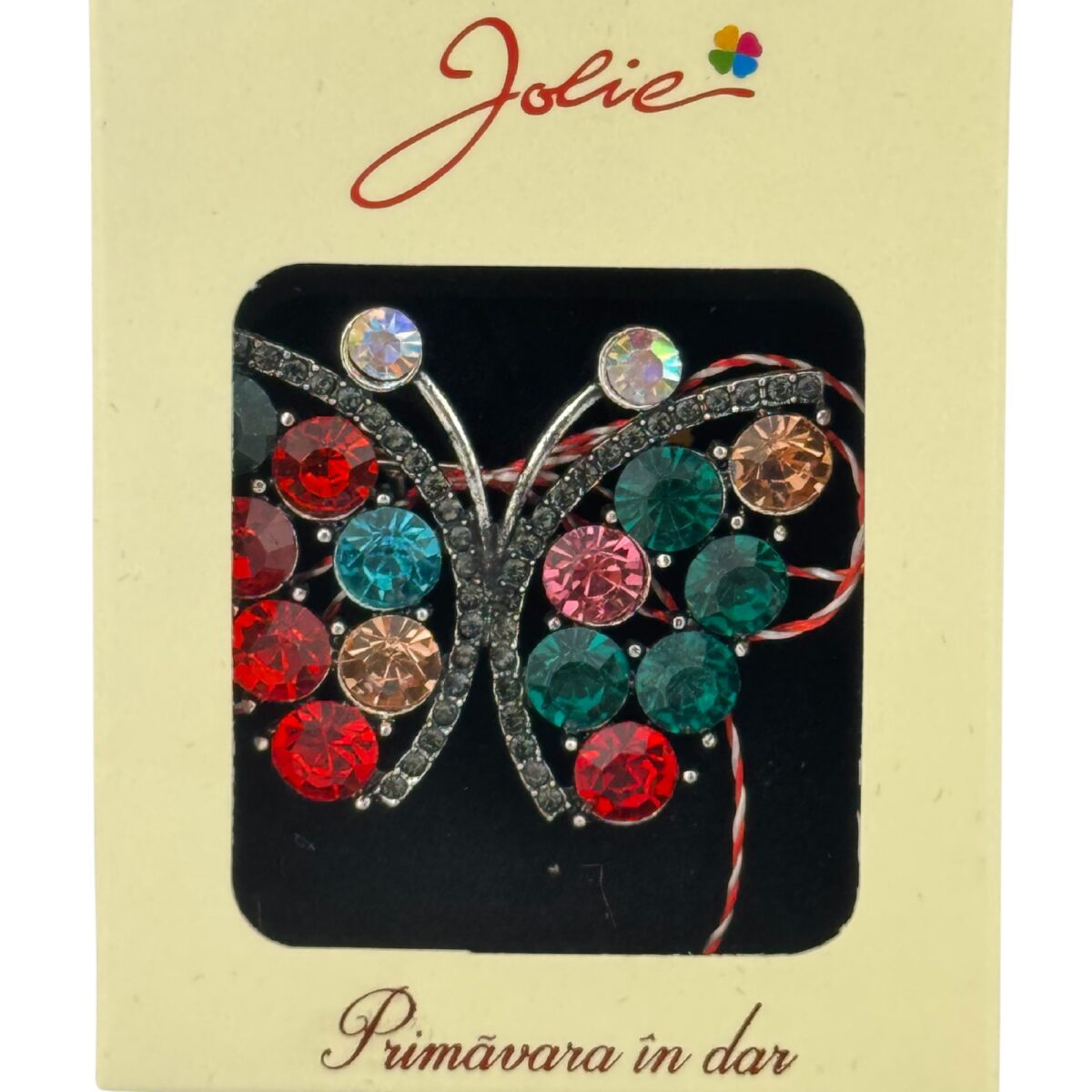 Martisor Brosa Medie, Jolie, Multicolora, Dimensiune Brosa 5 cm, Material Metal, Model Fluturas - imagine 2