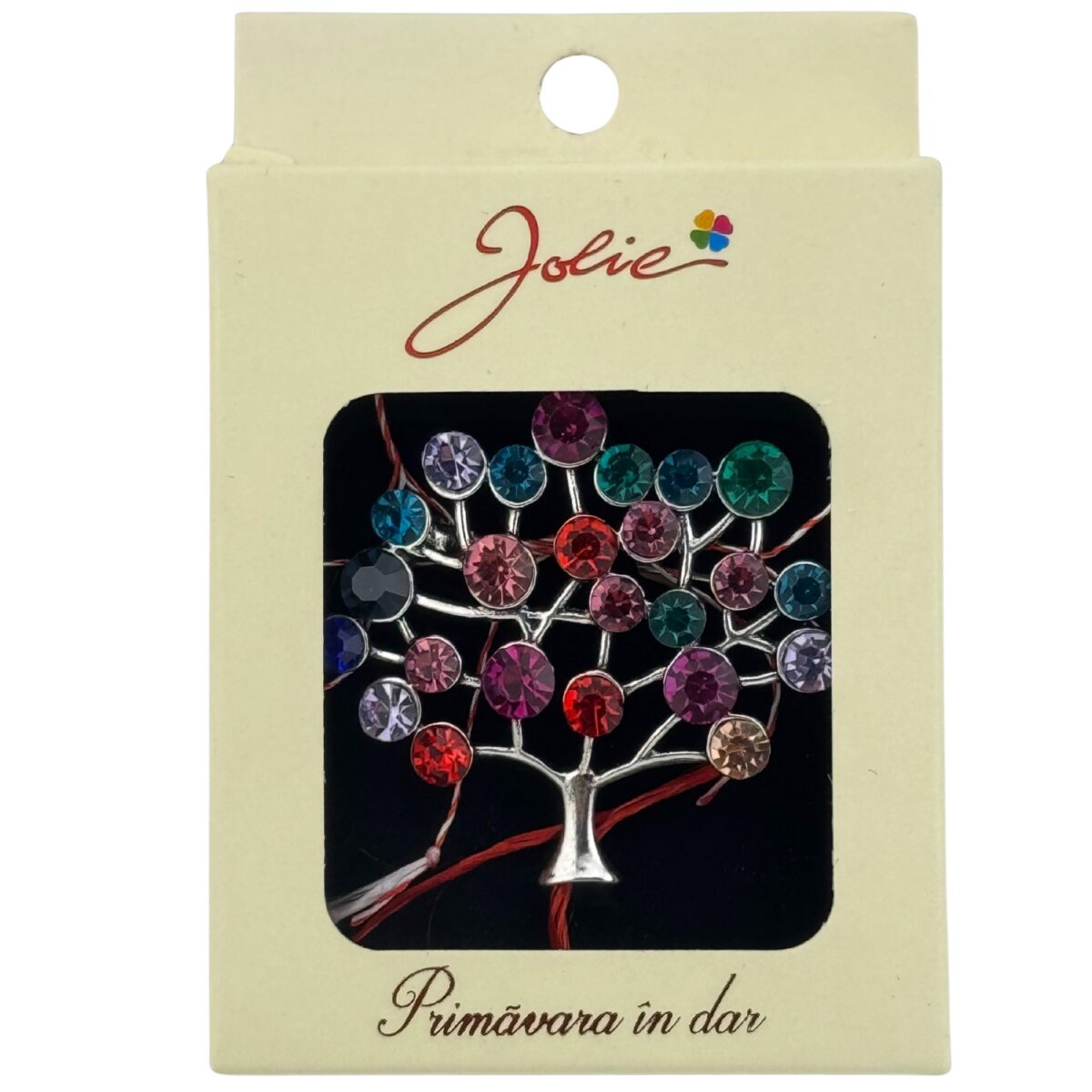 Martisor Brosa Medie, Jolie, Multicolora, Dimensiune Brosa 5 cm, Material Metal, Model Copacul Vietii - imagine 5