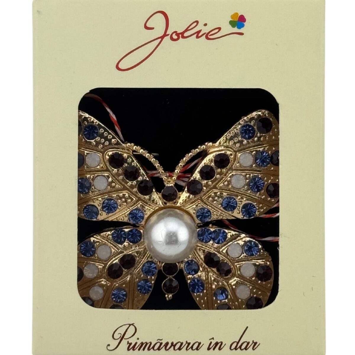 Martisor Brosa Medie, Jolie, Multicolora, Dimensiune Brosa 5 cm, Material Metal, Model Fluture - imagine 2
