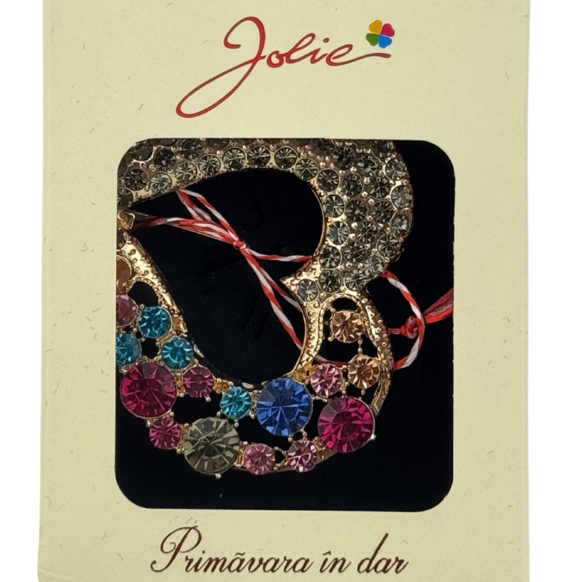 Martisor Brosa Medie, Jolie, Multicolora, Dimensiune Brosa 5 cm, Material Metal, Model Inima - imagine 2